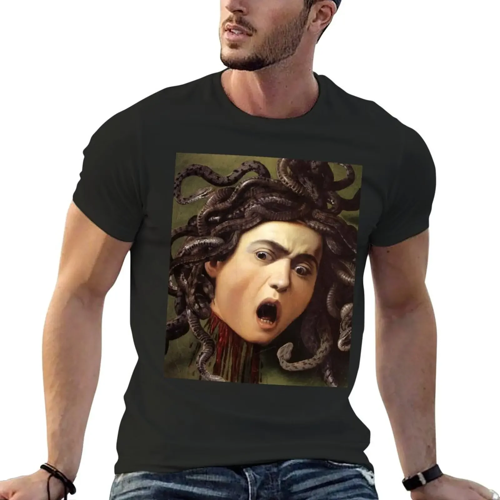 Medusa's Head by Caravaggio T-Shirt anime clothes tees mens white t shirts