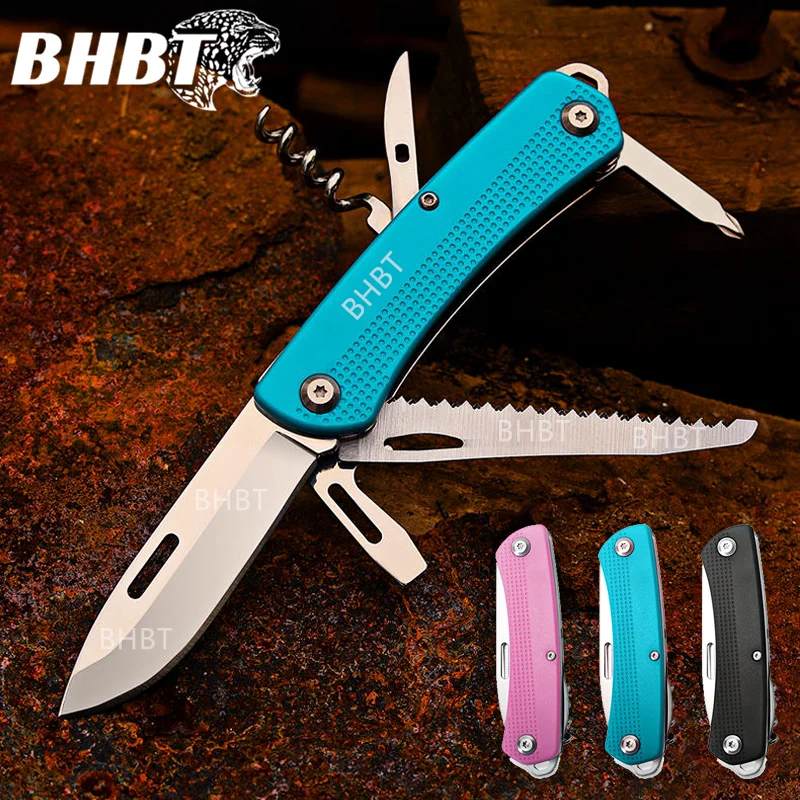 BHBT MIni Multifunction Folding Knife Multitool EDC Outdoor Camping Portable Pocket Knife Saw Screwdriver Wine Opener