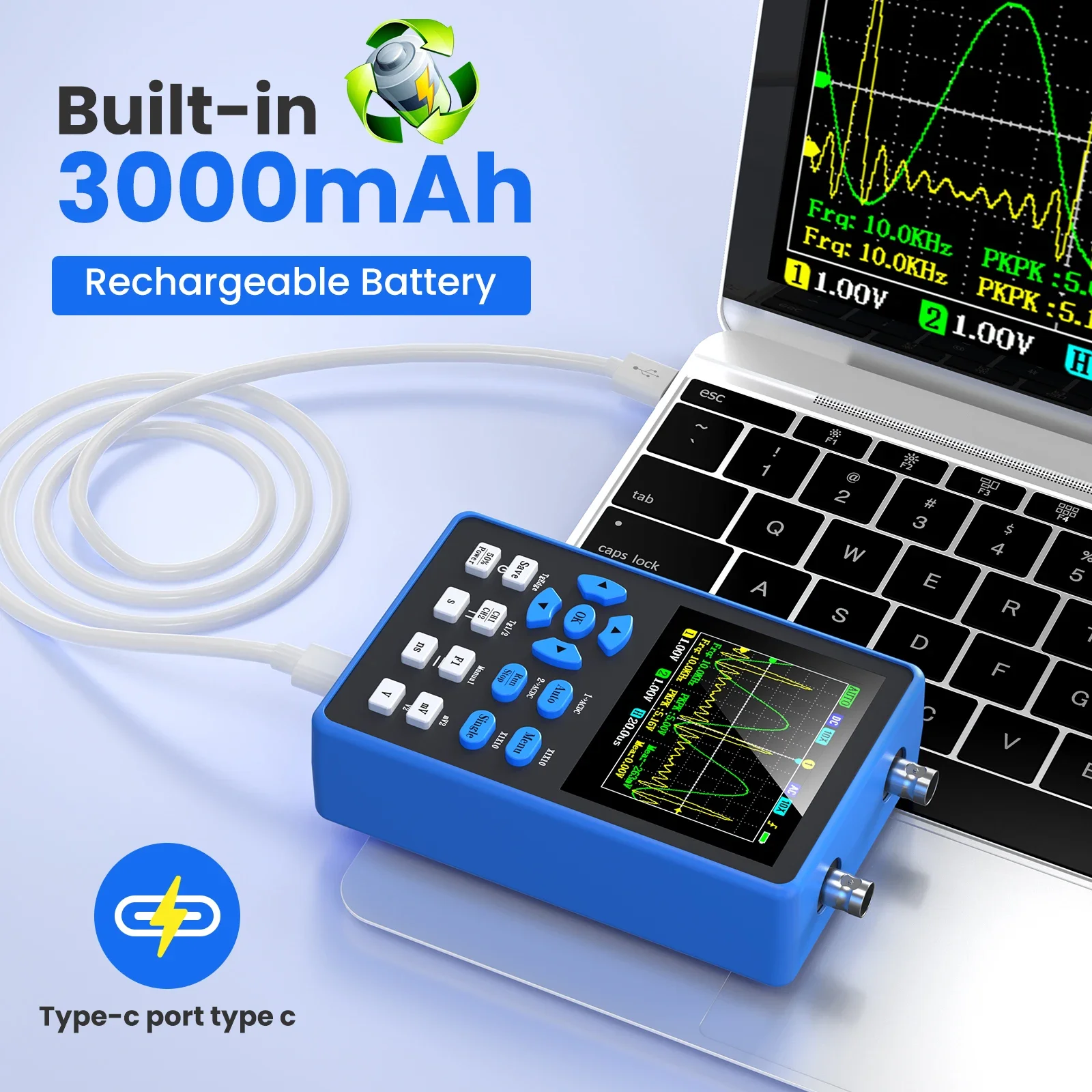 DSO2512G 2.8 Inch Handheld Digital Oscilloscope 120M Bandwidth Dual Channel Oscilloscope Signal Generator 500MSa/s