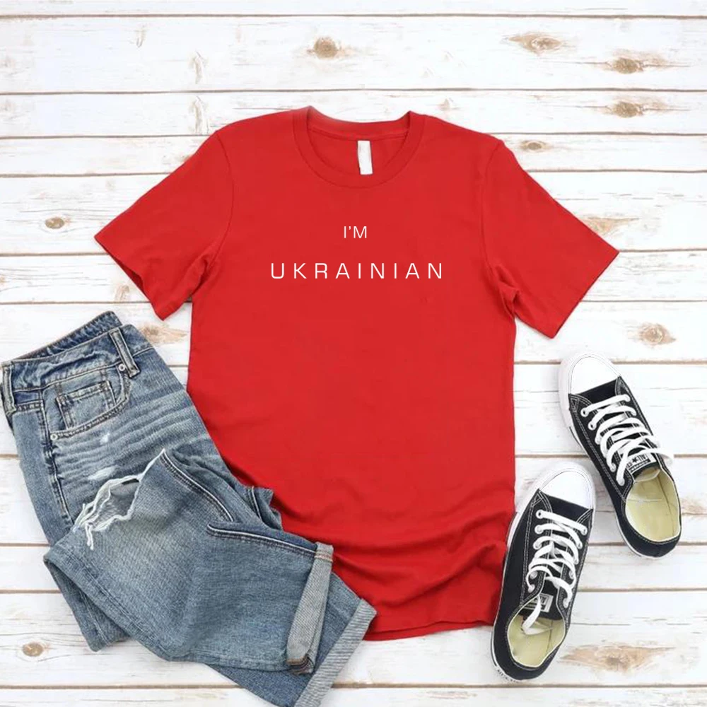 I\'m Ukrainian T-Shirt women harajuku short sleeve tee shirt female clothing men casual leter print Ukraine Lover t Shirt