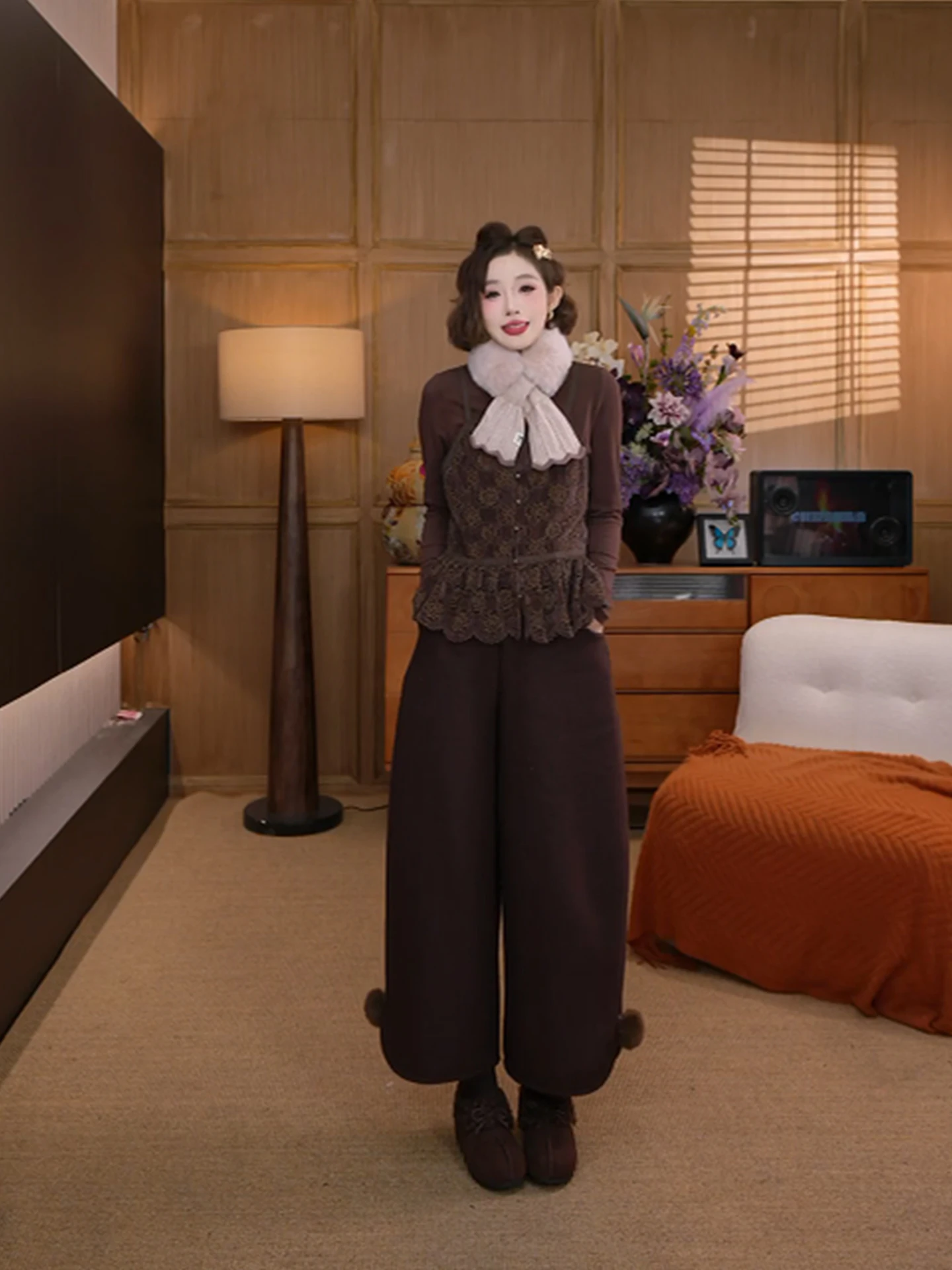 

Yolo Gold Valley Winter f High Ne Brued Lace Long Sve Hollow Elastic Base irt Layered Top Women's Sexy Sle Cott...