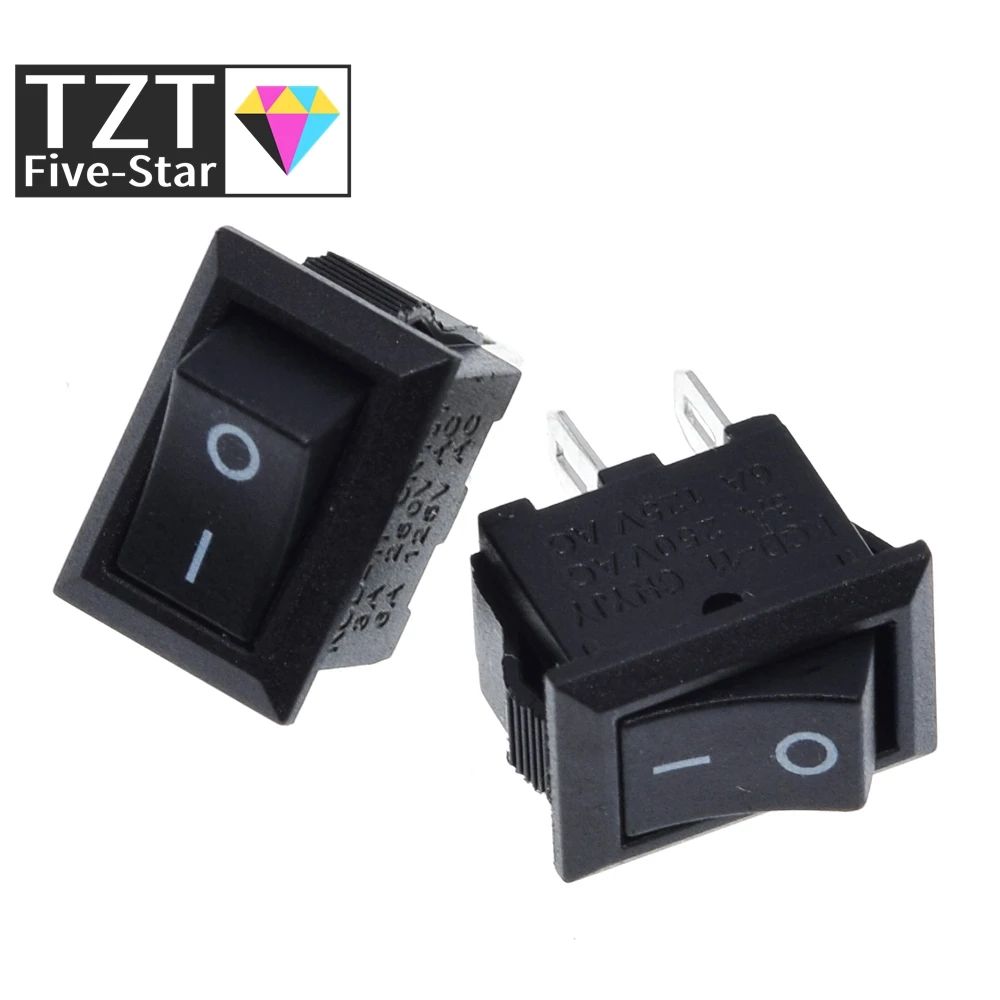 TZT 10pcs/lot 10*15mm SPST 2PIN ON/OFF G130 Boat Rocker Switch KCD11 3A/250V Car Dash Dashboard Truck RV ATV Home