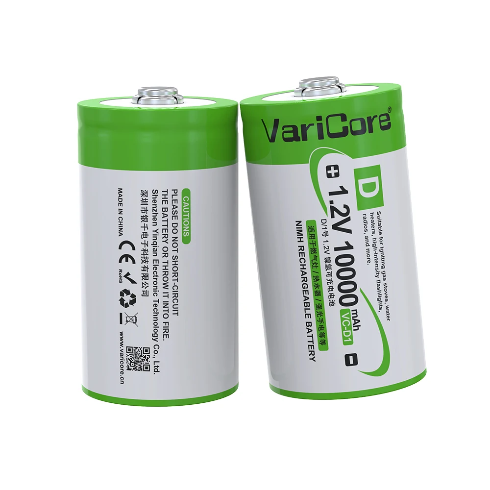 VariCore D1-Akku, 10.000 mAh, große Kapazität, 1,2 V, NiMH-Akku mit langer Lebensdauer, wiederaufladbarer/langlebiger/Power-Akku