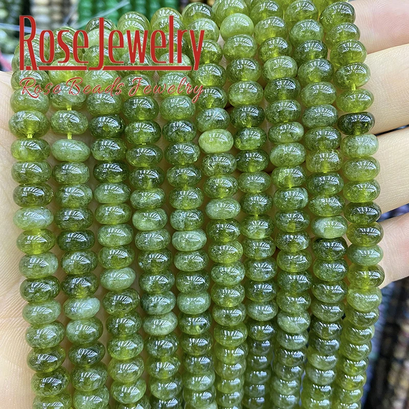 

5x8mm Natural Stone Green Garnet Jade Rondelle Abacus Beads Loose Spacer Beads for Jewelry Making DIY Bracelet Necklaces 15"inch