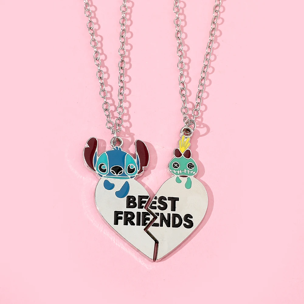 Disney Stitch magnetische Anziehung kraft Paar Halskette Lilo & Stich Cartoon Figur Herz Anhänger Halskette Valentinstag Schmuck