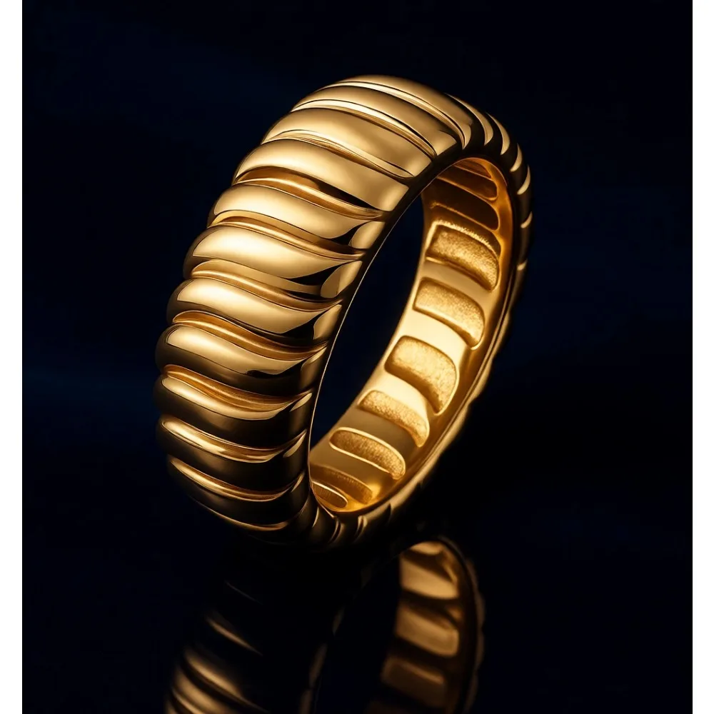 

Массивное позолоченное широкое кольцо-ободок для женщин, можно носить в несколько слоев