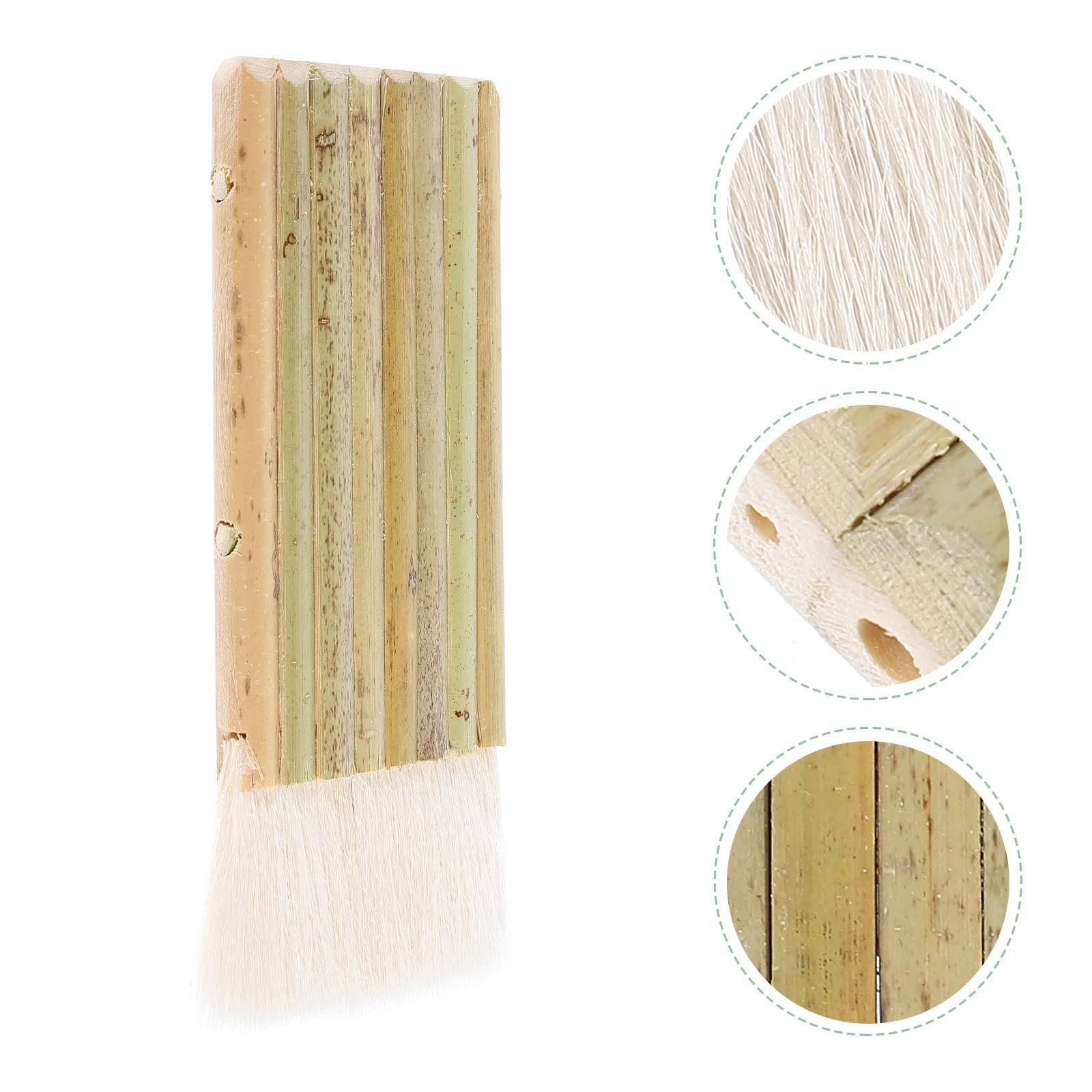 5 Pcs Wool Flat Brush Pottery Hake for Watercolor Kiln Wash Painting Bamboo Blender Hair Wide