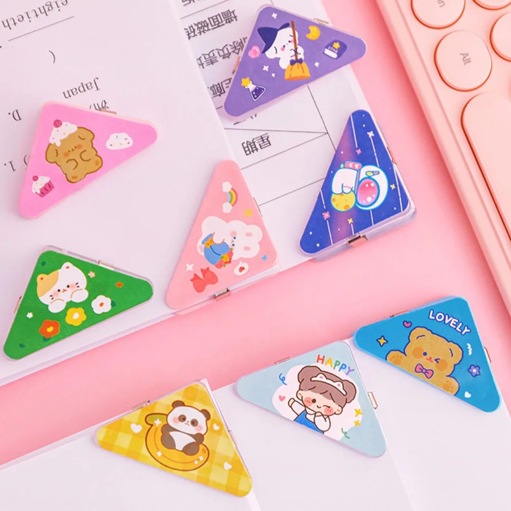 5pcs Bookmark Cartoon Triangle Paper Clips Photo Clamp Convenient Kawaii Triangle Page Holder Desk Organizer Cartoon