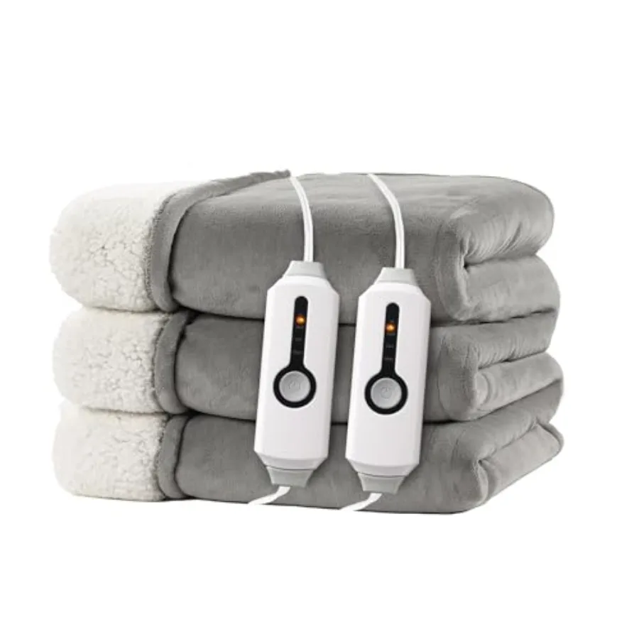 

Electric Heated Blanket King Size 90"x100" - Dual-Sided with Microplush and Sherpa Fabric 4 Heat Settings and 10 Hours Auto Off