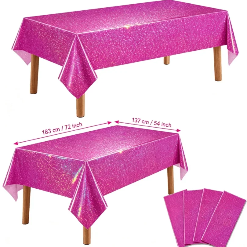 1/3/5Pcs Disposable Rectangular Holographic Star Moon Purple Tablecloth 137×183cm/54×72In Waterproof Plastic Party Table Cover