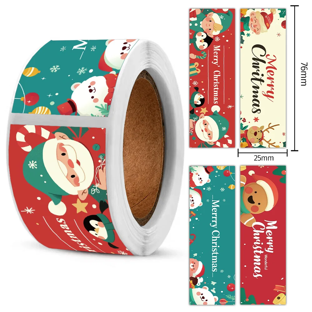 120 قطعة من ملصقات عيد الميلاد - الدب القطبي اللطيف سانتا، عيد ميلاد سعيد - لتغليف الهدايا، التعبئة والتغليف - يعتمد على الورق #5