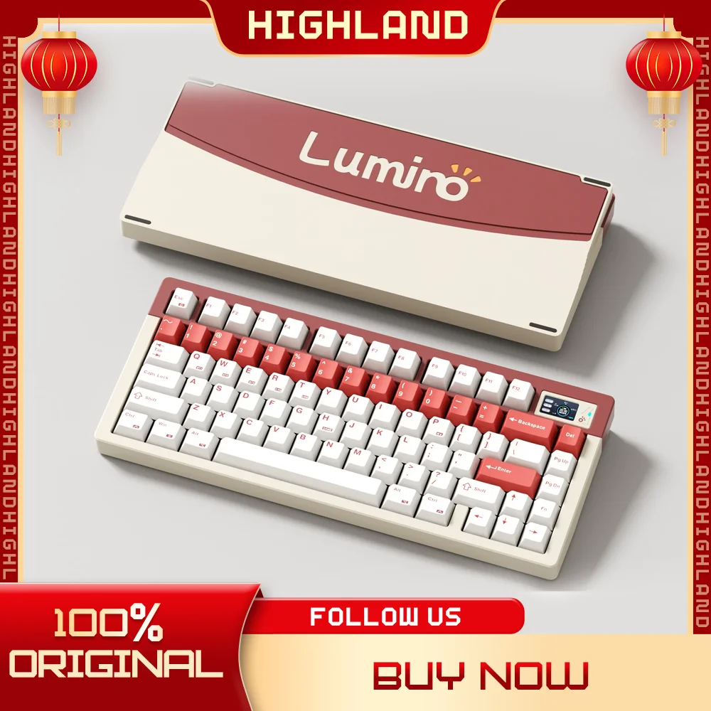 คีย์บอร์ด Lumino75 luminkey ใหม่คีย์บอร์ดอะลูมิเนียมเชิงกลสำหรับเล่นเกมสามโหมดรองรับเดสก์ท็อปที่ปรับแต่งได้แบบ75% ansi/iso