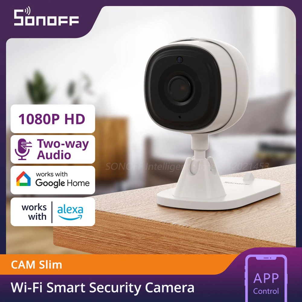 SONOFF CAM Slim WiFi Smart Security Camera Two Way Audio 1080P HD Motion Detection Alarm Smart Scene eWeLink APP Remote Viewing