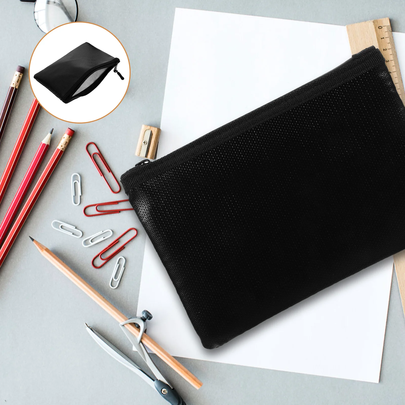 

Fireproof Document Bag Zipper Liquid Silicone Fiberglass Resistant File Folder Portable Organizer for Cards Passports Receipts