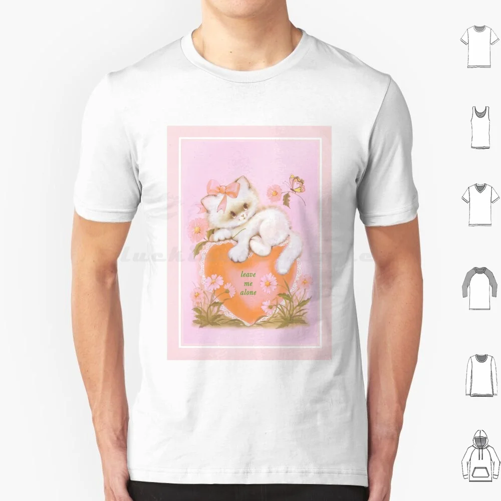 Leave Me Alone-Cute 80's Writing Paper With Ironic Teen Quote T Shirt 6xl Cotton Cool Tee 80s Cat Kitty Cute Funny Quote