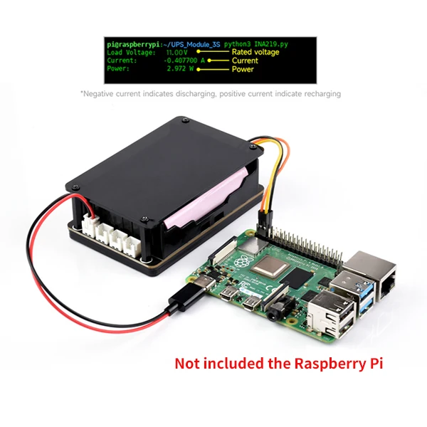 Imagem -03 - Fonte de Alimentação Ininterrupta Via I2c Bus Raspberry pi Ups Hat Suporte Bateria 18650 li 5v pi Modelo b