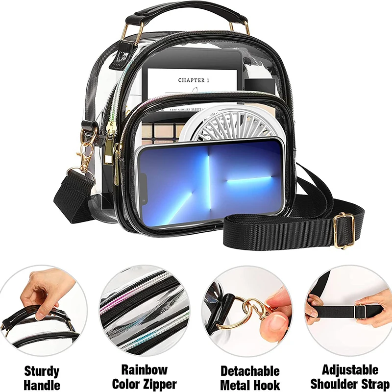 Large Capacity Transparent Crossbody Bag For Both Men And Women, Environmentally Friendly PVC Odorless Shoulder Handbag For Goin