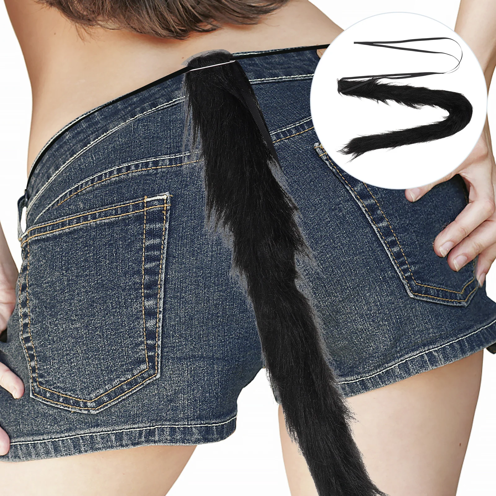 

2pcs Faux For Artificial Cat Tail Cosplay Halloween Party Role Play Masquerade Event Decor Artificial Cat Tail