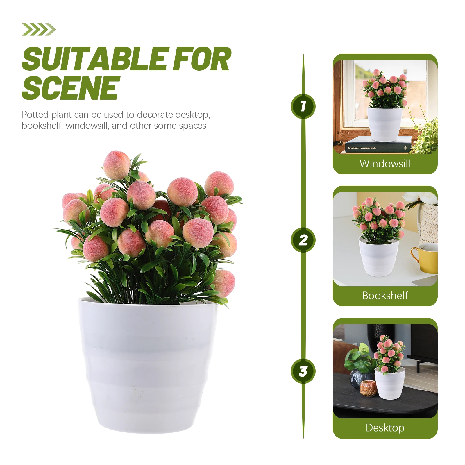 

Artificial Plants Indoor Vivid Fake Peach Tree Realistic Fruits Potted Plant Desktop Bookshelf Bedroom Decor Simulated Greenery