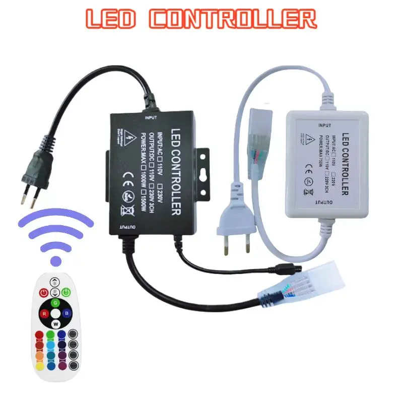 220V/110V 24-key remote LED Controller with 4-Pin conect suit for various high voltage RGB led strips and the neon lights strip