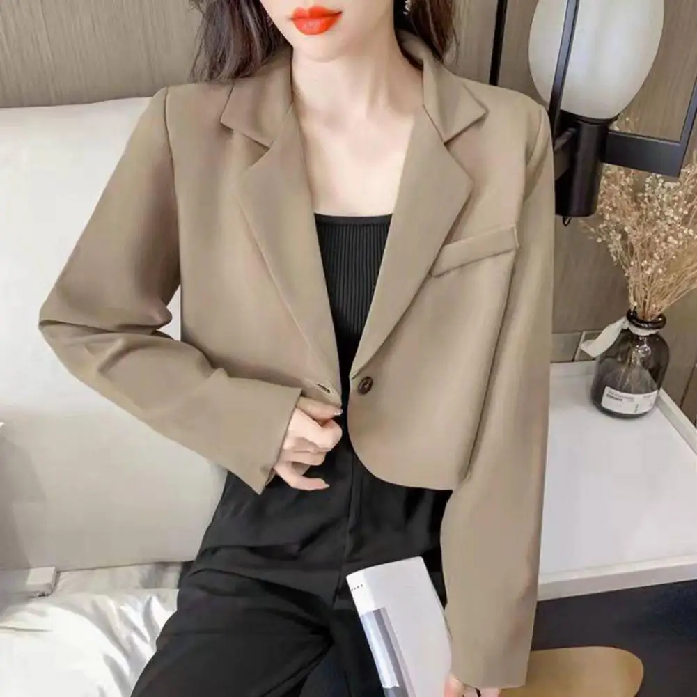 Vielseitig Chic Frauen Einzigen Taste Kurz Typ Blazer Mantel Anti-Pilling Frauen Blazer Feste Farbe für Büro