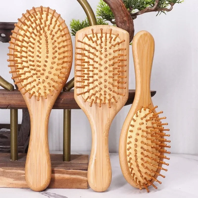 1PC Wood Comb Professional Healthy Paddle Cushion Hair Loss Massage Brush Hairbrush Comb Scalp Hair Care Healthy Bamboo Comb