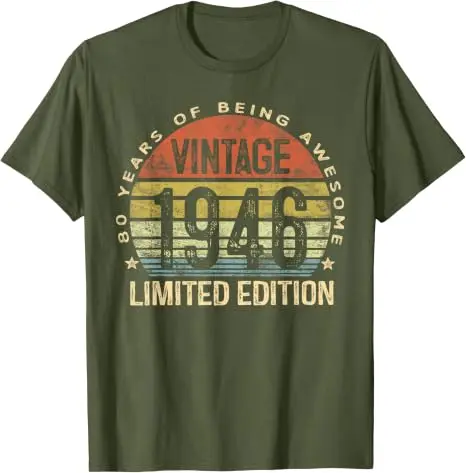 Vintage 1946 Limited Edition 80-Jähriges Geschenk zum 80. Geburtstag, tolles T-Shirt für Opa, Oma, Geburtstagsgeschenk, modisches T-Shirt mit Spruch – Detail 15