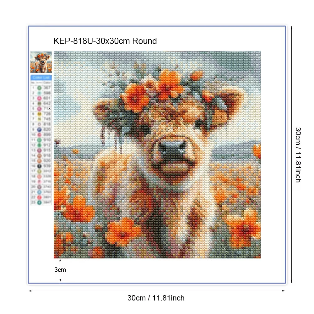 طقم طلاء ماسي للكبار لطيف العجل كامل الماس الفسيفساء التطريز عبر غرزة DIY الحرف مناسبة لهدايا ديكور جدران المنزل