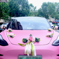 1PC Artificial Flower Wedding Car Decoration Set Romantic Valentine's Day Gift Holiday Decoration Fake Silk Rose Peony Flower