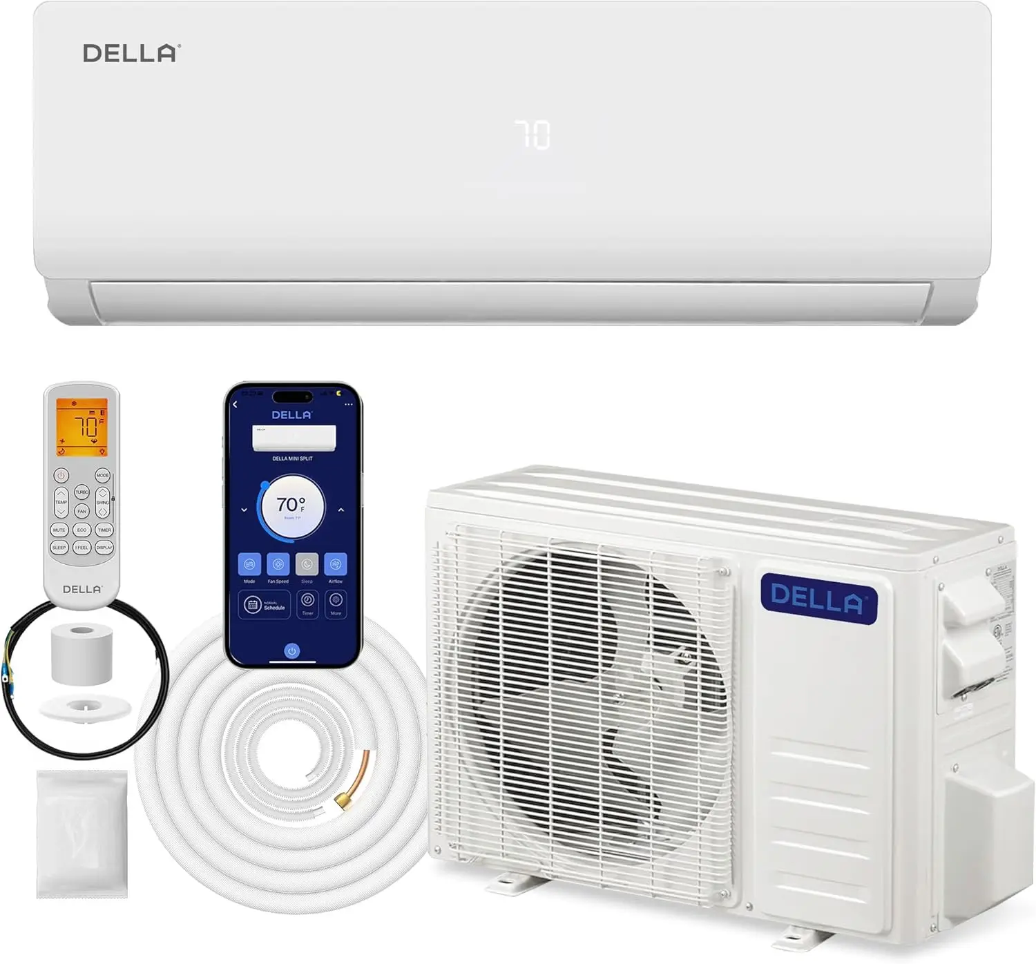 18000 BTU Wifi Mini Split AC Work with Alexa 19 SEER2 Cools Up to 1000 Sq.Ft Energy Efficient Ductless Inverter System