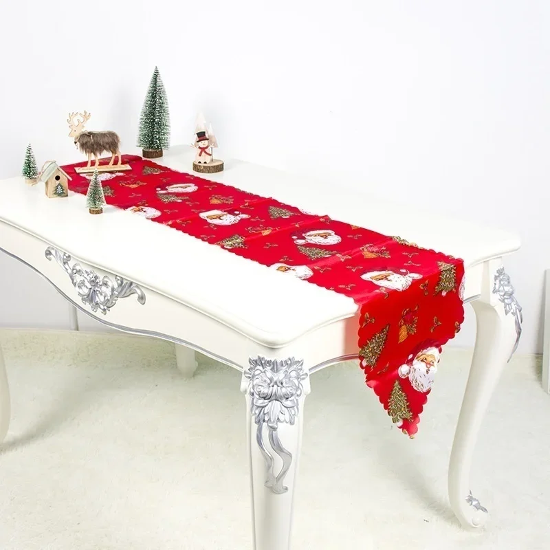 2026 Christmas Tablecloth Printed Embroidered Christmas 35*180cm Table Runners Table Flag for Home New Year Decoration