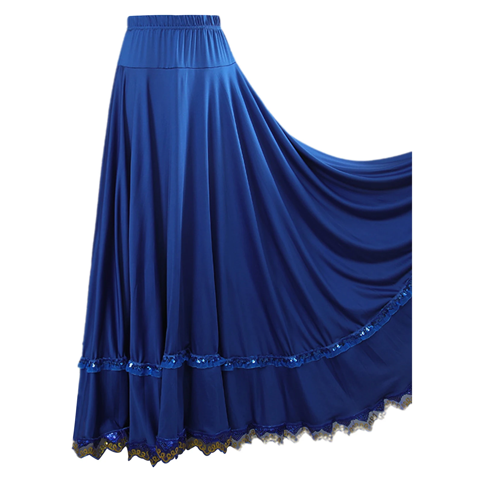 女性ダンス社交ラテンフラメンコダンススカート固体流れるマキシスカートバレエ社交エスニックダンスパフォーマンス衣装