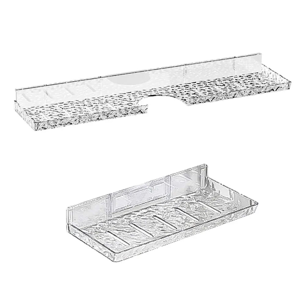

Plastic Bathroom Storage Rack Clear Wall-Mounted Self-draining Sink Shelf Large Capacity Large Size Sponge Soap Holder