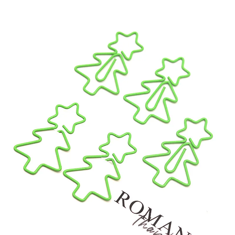 Creative Christmas Tree Paper Clips, 10pcs Metal Festive Shaped Clips, Cute Cartoon Plant Design, Unique Christmas-Themed Statio