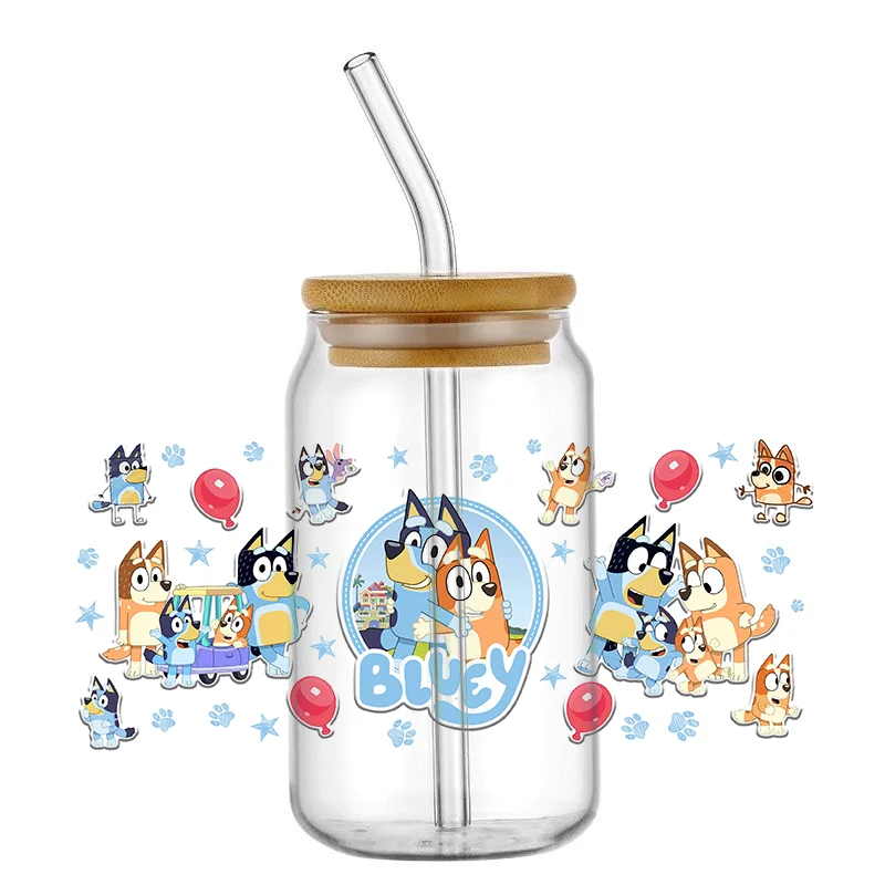 Uv Dtf Cup Wrap Transfers 16Oz Cartoon Hondensticker Stickers Uv Dtf Cup Wraps Transfers Voor Glazen Bekers