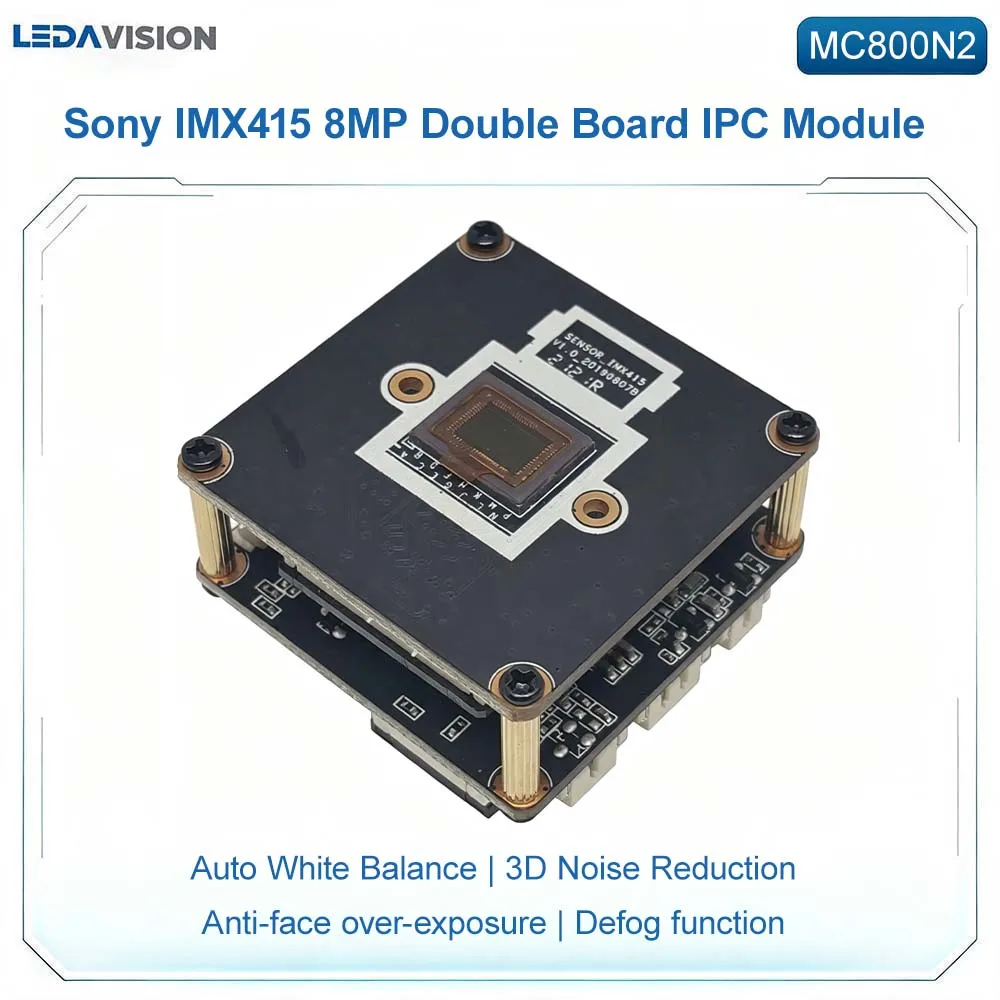 MC800N2 Sony IMX415 8MP Motion Detection IPC Module for Security Surveillance 30FPS Auto‑Focus Two-Way Audio P2P CCTV PCB Board