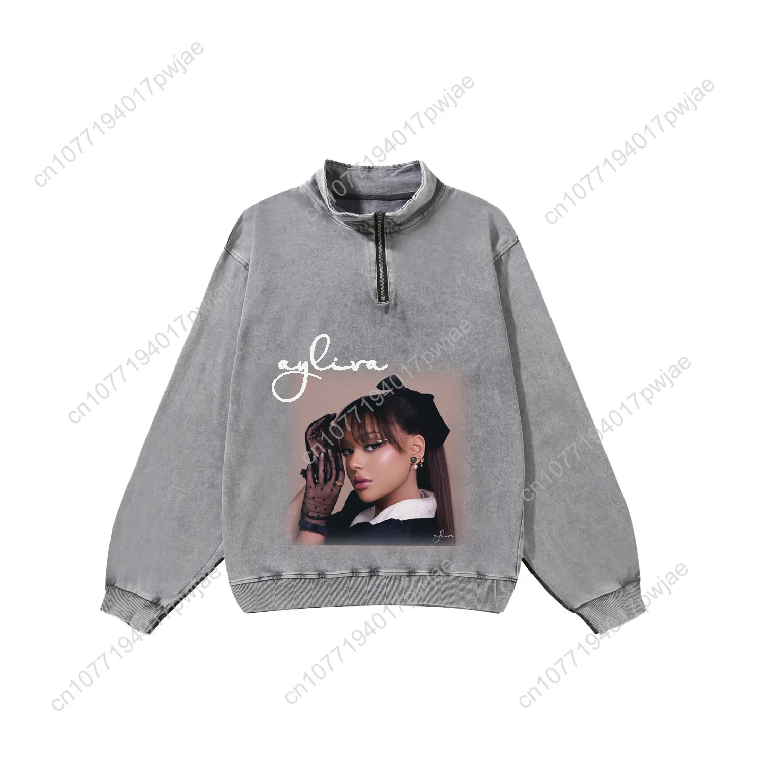 Ayliva Schwarzes Herz Wunder Felpa retrò personalizzata Uomo Donna Mezza cerniera Felpa vintage Foto Top su misura
