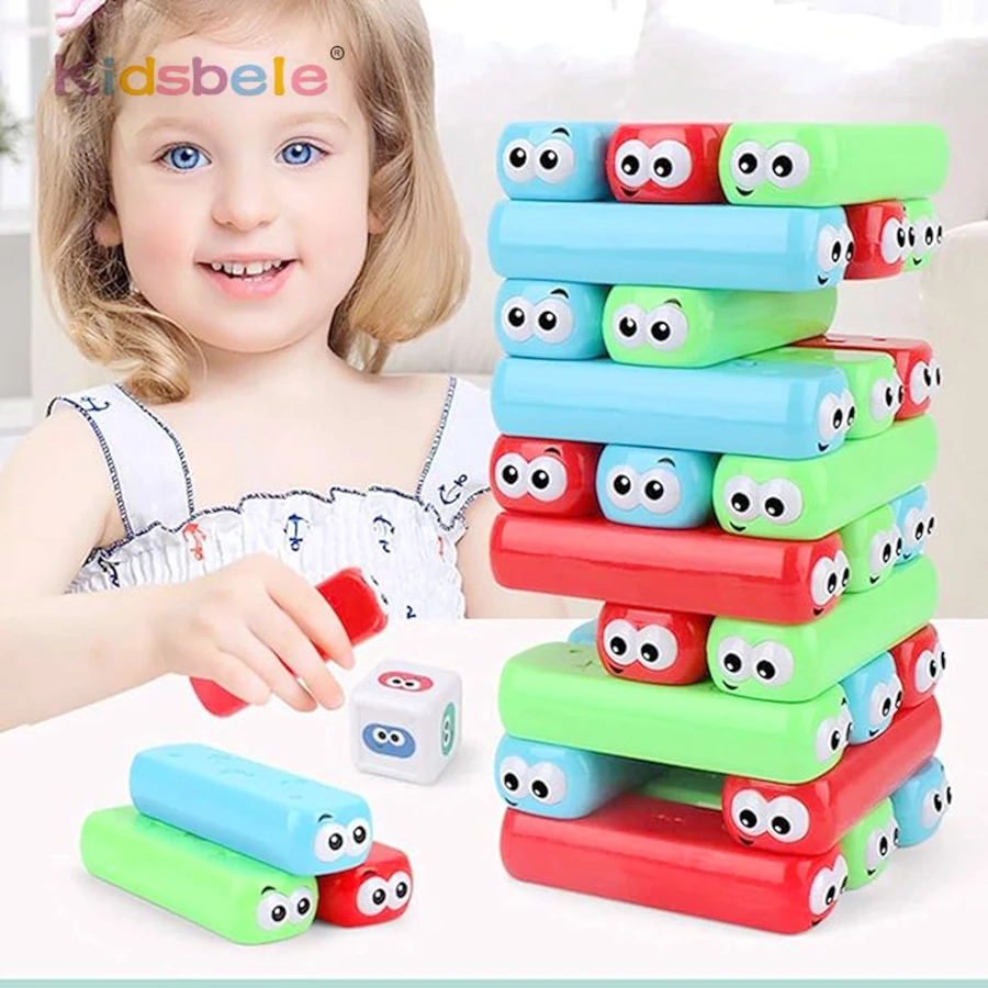 

Kid Balance Stacking Tower Game with Dice Pull Out Blocks Tumbling Tower Family Party Board Game Educational Toy Montessori Toy