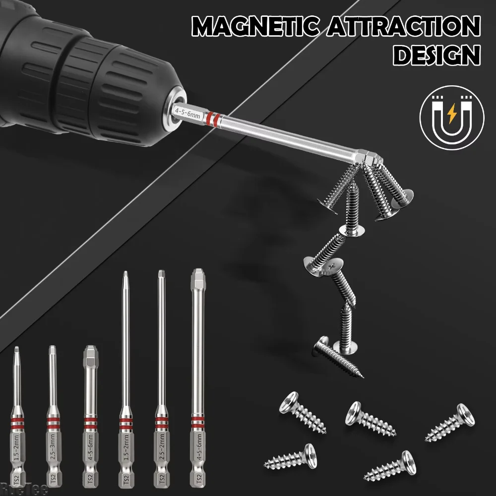 6pcs Magnetic Pagoda Hex Screwdriver Bits S2 Steel 1/4 Hex Shank Allen Key Driver Bits for Electric Drill Power Tool Accessories