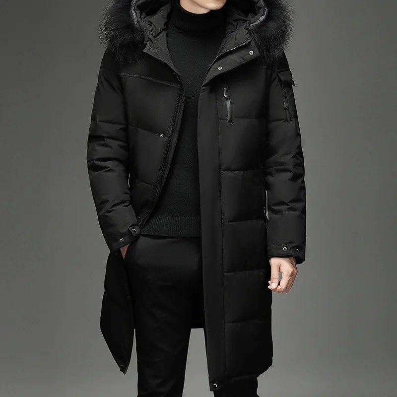 Parkas com capuz de pato branco longo para homens, jaqueta espessa, casaco quente, moda masculina, plus size 4XL, 5XL,-30, novo, inverno, 2023