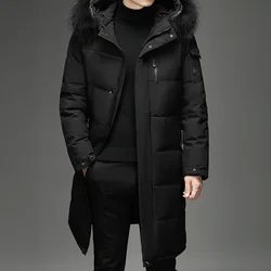 2023 New Male Fashion Long White Duck Hooded Down Parkas Plus Size 4XL 5XL Men's Thickened Down Jacket -30 Winter Warm Down Coat