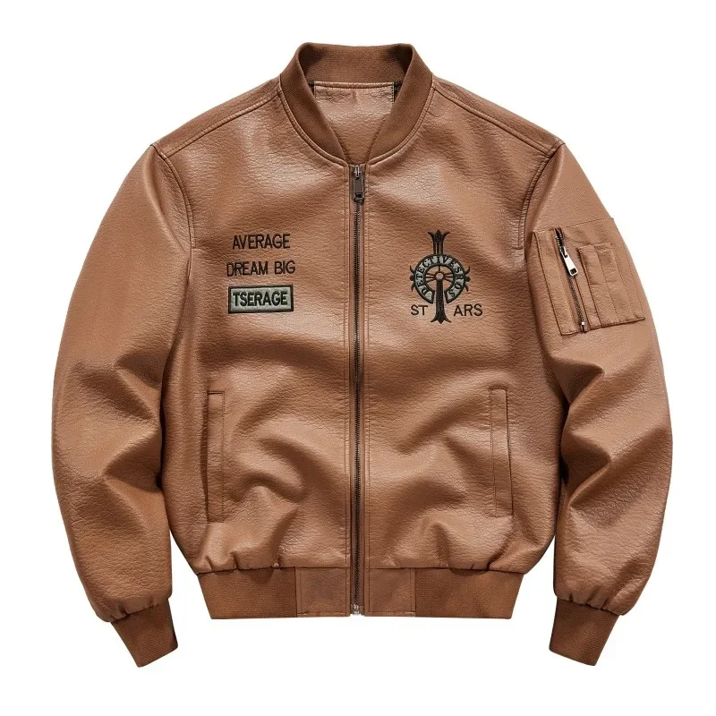 

Men's Fitness Running Sports Fashion Trends Windproof Breathable Imitation Leather Jacket Handsome Jacket for Spring and Autumn