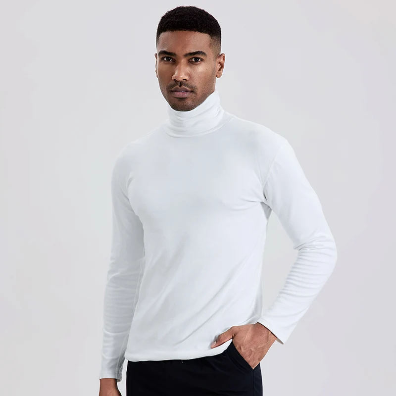 Men\'s autumn and winter plus size solid color turtleneck bottoming shirt casual Joker fashion young men long sleeve warm T.