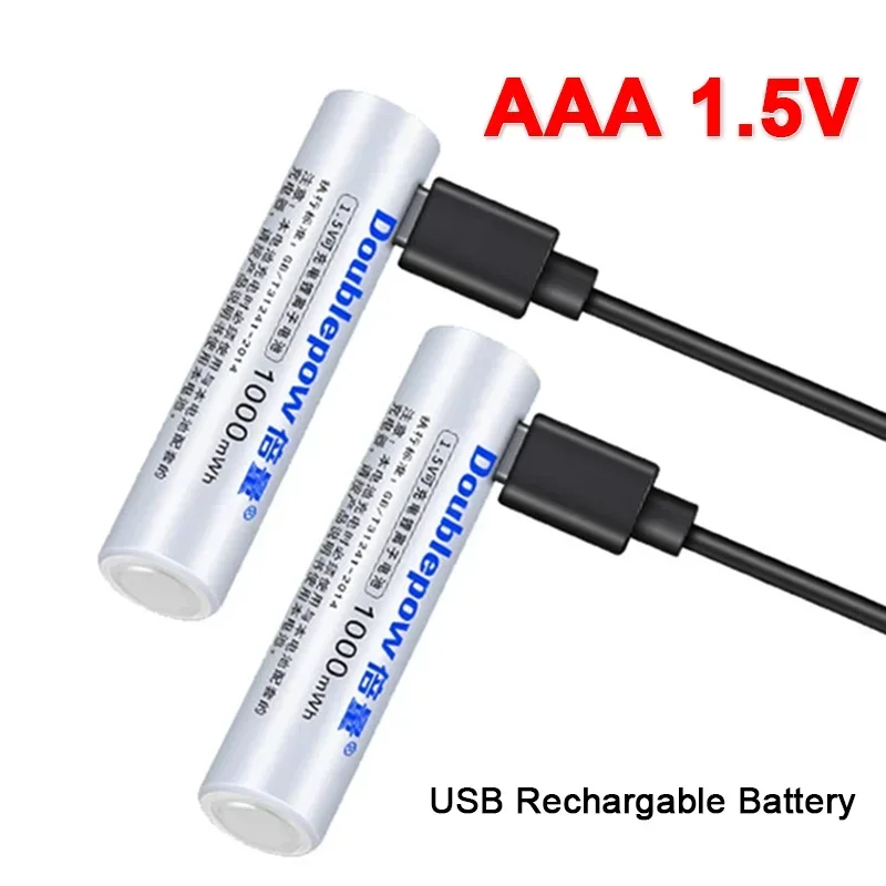 4 szt. 1.5 V AAA akumulator USB litowo-jonowy 1000 mwh bateria do zdalnego sterowania mysz bezprzewodowa o dużej pojemności