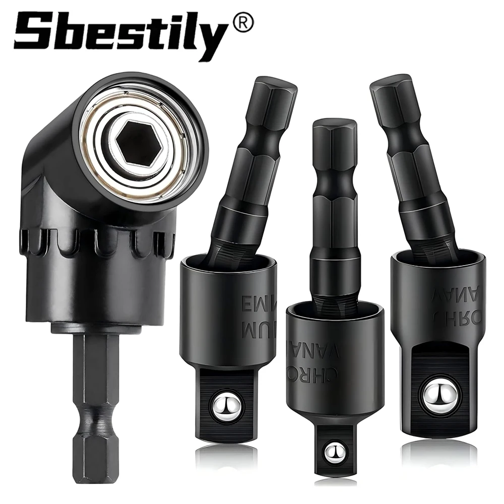 

105° Right Angle Drill Adapter with 1/4" 3/8" 1/2" Impact Grade Socket Adapter 360° Rotation For Household Workplace Industry