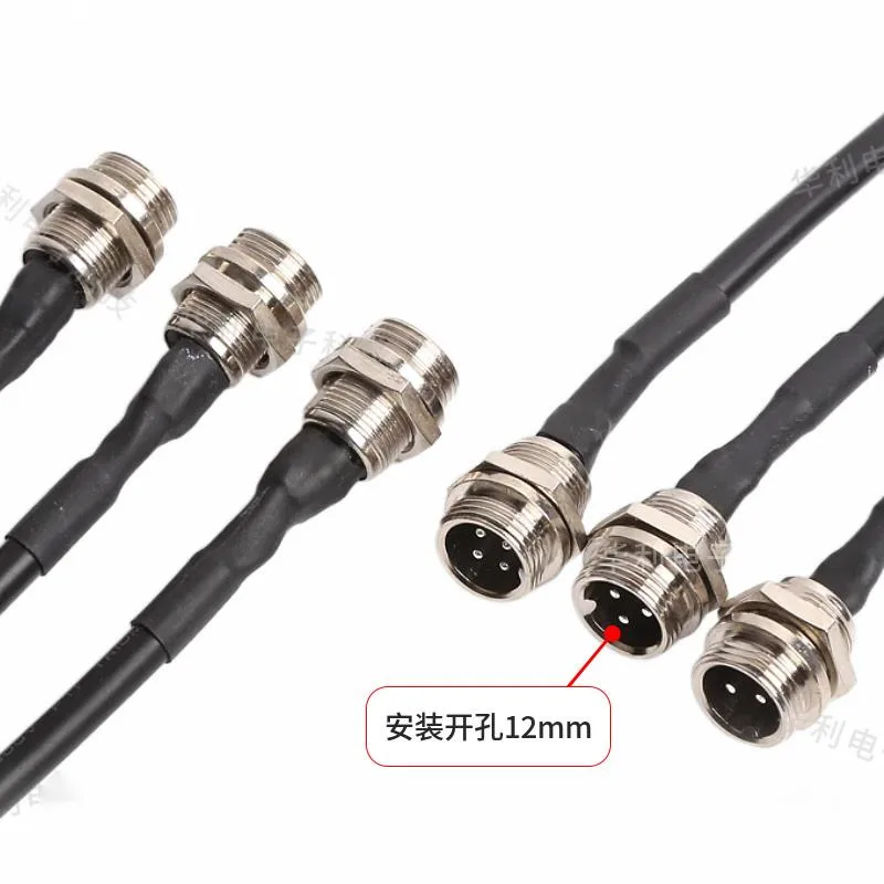 Aviation Plug Connector Cable GX12 Single Head Male with Wire 2 3 4 5 6 7 Pin Connector
