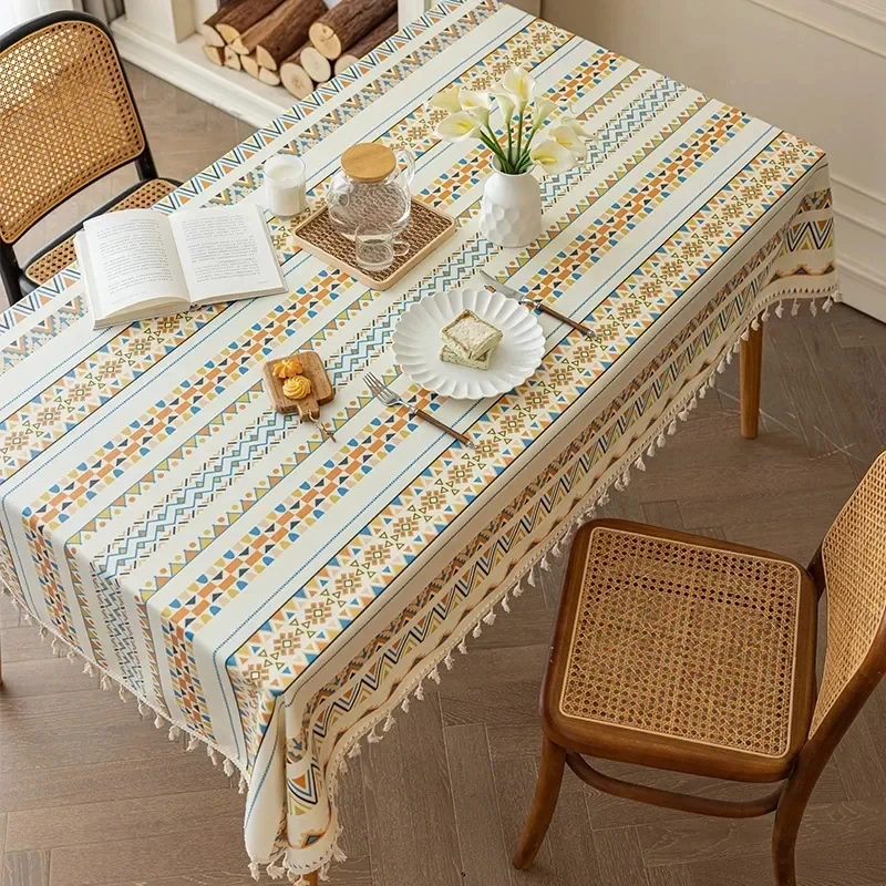 

Tassel tablecloth waterproof and oil resistant printed tablecloth washable tea table and dining table decoration