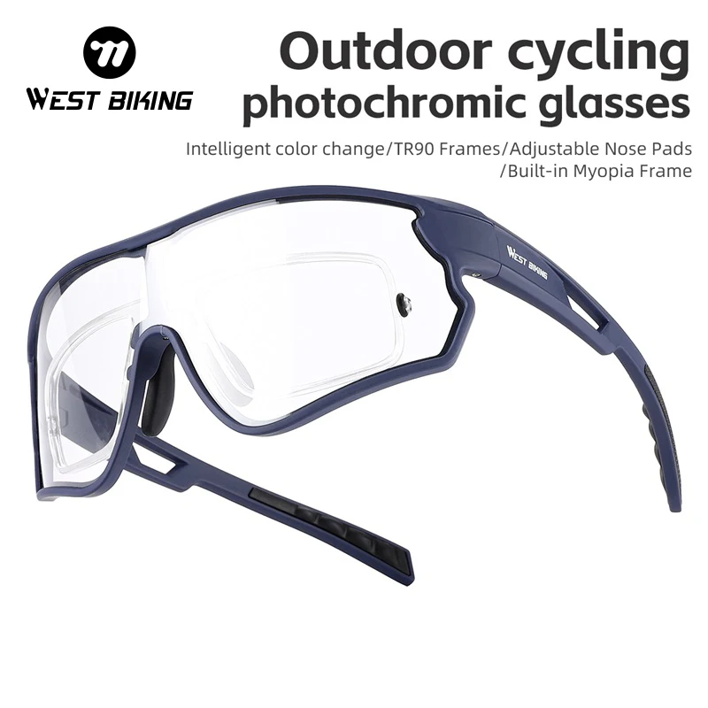 WEST BIKING Cycling Sunglasses Photochromic Glasses Men Women Mountain Road Bike Eyewear Bicycle Riding Outdoor Sports Goggles