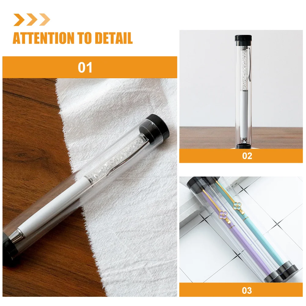 

10Pcs Pen Boxes Gift Empty Cylinder Pen Case Transparent Storage Display Organizer Holder Beadable Pens Display Stand