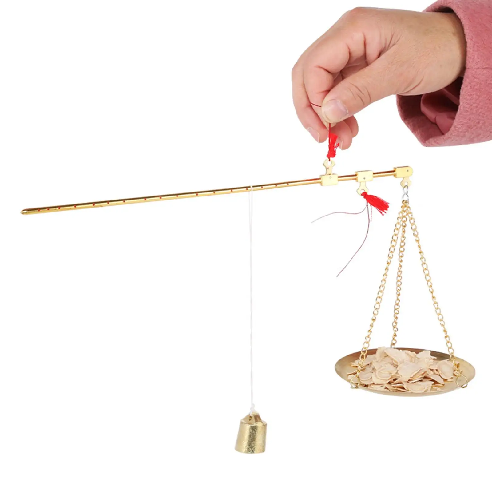Brass Chinese Medicine Scale Compact Antique Balancing Weight Tool for Home Tea Leaves Dried Fruit